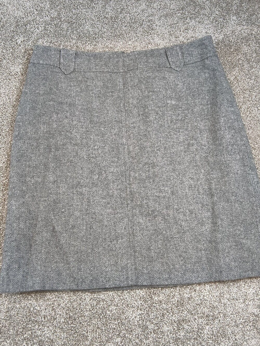 Talbots Wool Blend Skirt Gray Herringbone Size 10 Career Office Academia Preppy
